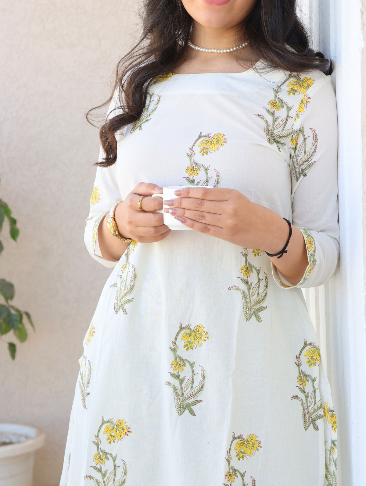 Yellow Daffodil A-Line Kurta Set with Side Slits