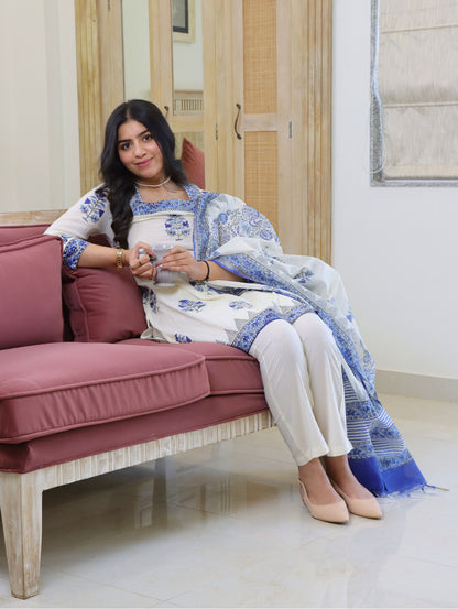 Blue Carnation Short Kurta Set
