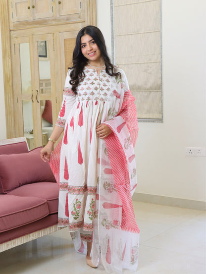 Peach Pine Anarkali Kurta Set