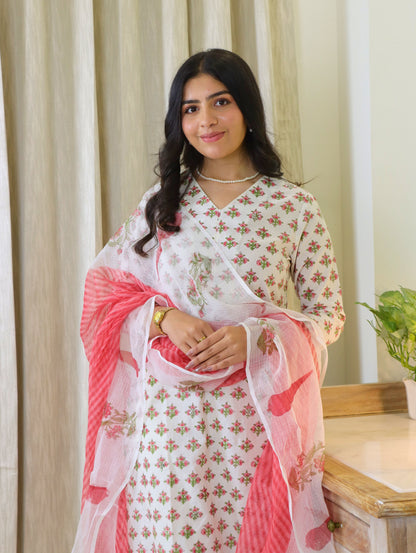 Red Carnations Straight Kurta Set