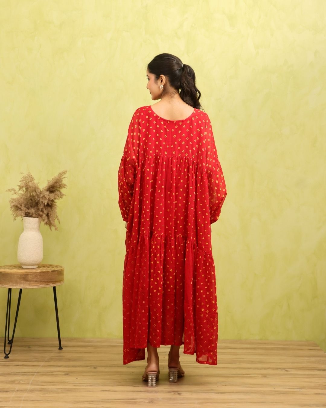 Zephyr - Voluminous Bandhani Maxi Dress
