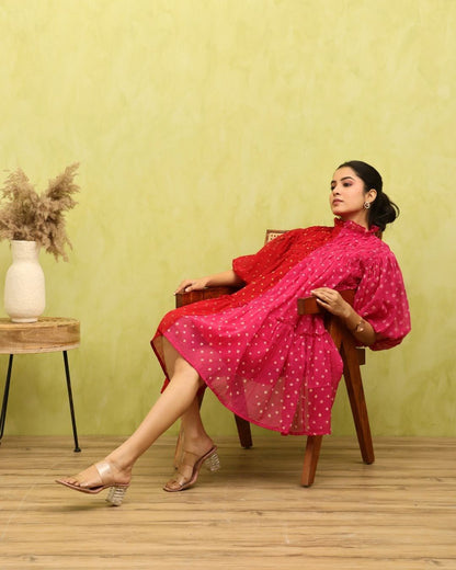 Petaline - Bandhani Relaxed-fit Short Dress