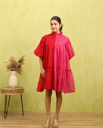 Petaline - Bandhani Relaxed-fit Short Dress