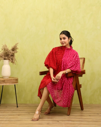 Petaline - Bandhani Relaxed-fit Short Dress