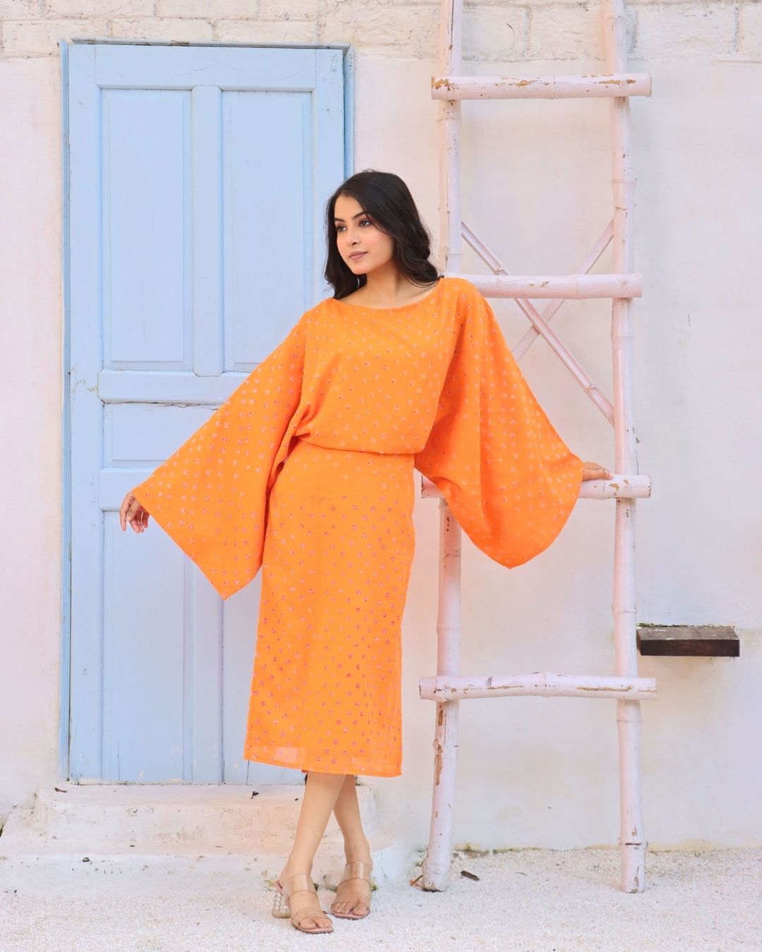Soleil - Bandhani Kaftan Midi Dress