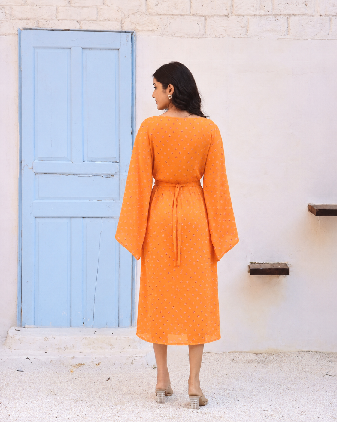 Soleil - Bandhani Kaftan Midi Dress