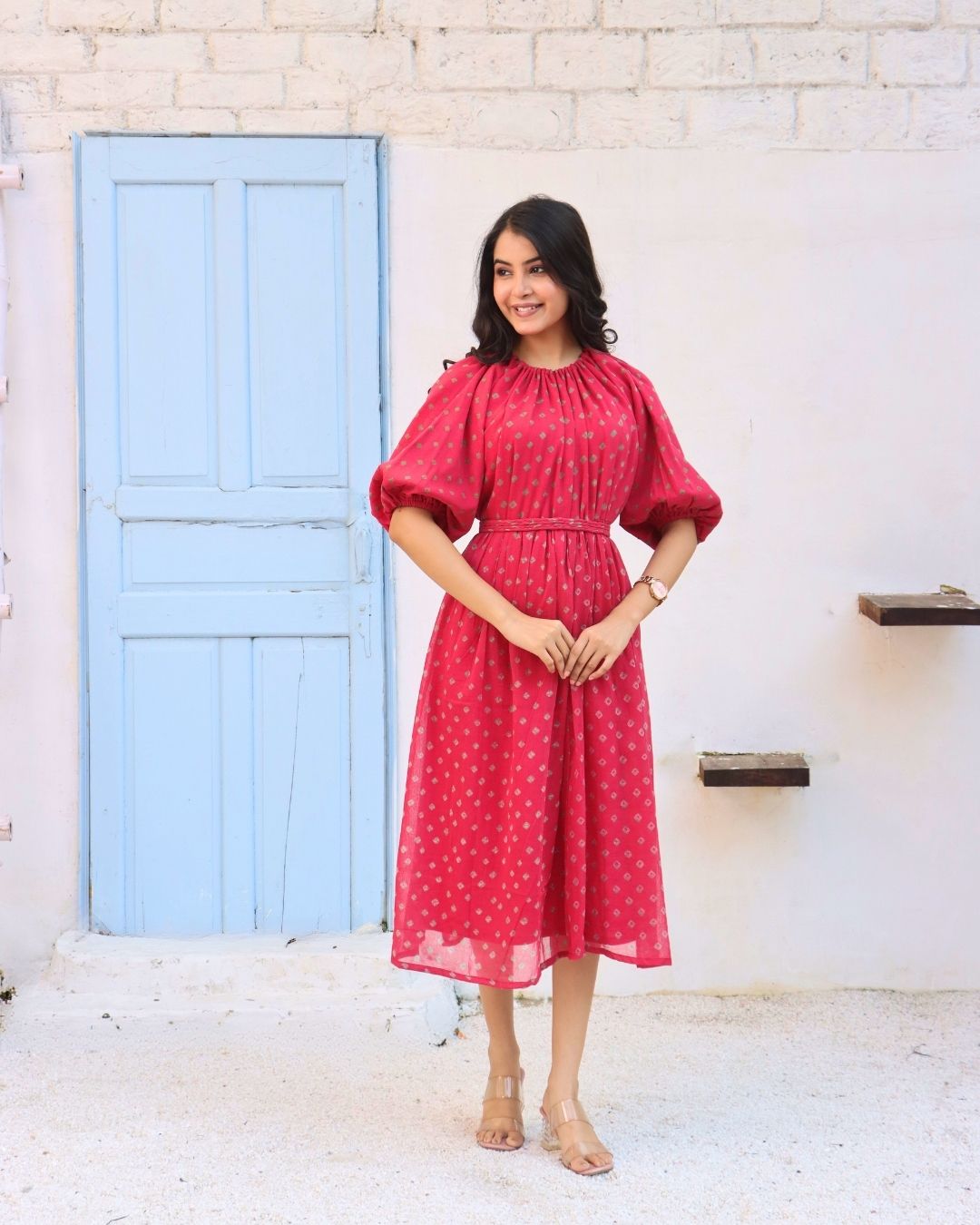 Elysian - Fit & Flare Bandhani Midi Dress