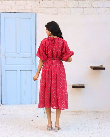 Elysian - Fit & Flare Bandhani Midi Dress