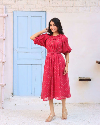 Elysian - Fit & Flare Bandhani Midi Dress